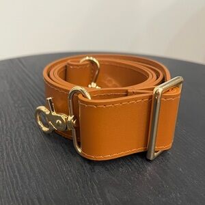 Tan and Gold-Toned Adjustable Purse Strap